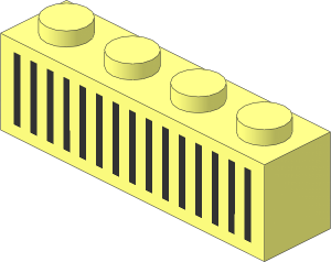 Brick  1 x  4 with Black 15 Bars Grille Pattern