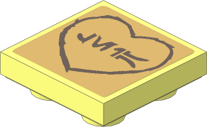 Tile  2 x  2 Inverted with Aurebesh "LEIA" Characters and Carved Heart Sticker
