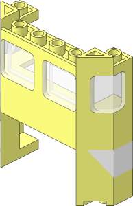 Train Front  2 x  6 x  5.333 with  4 x  2 Cutout and Trans Clear Glass with White Stripe Stickers