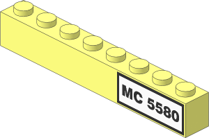 Brick  1 x  8 with License Plate "MC 5580" Sticker