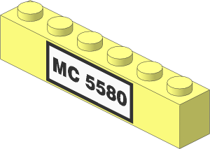 Brick  1 x  6 with License Plate "MC 5580" Sticker