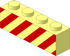 Brick  1 x  4 with Red Diagonal Stripes Pattern