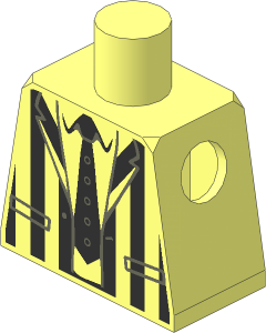 Minifig Torso with Suit with Black Stripes and Tie Pattern