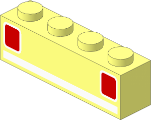 Brick  1 x  4 with Basic Car Taillights White Bumper Pattern