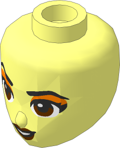 Figure Friends Head with Black Eyebrows, Reddish Brown Eyes and Lips, Metallic Light Blue Eye Shadow and Open Mouth Pattern