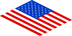 =Sticker  2.4 x  3 with United States Flag