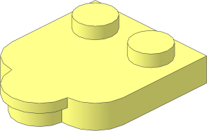 Plate  2.5 x  2 with 2 Studs on One Edge and Rounded Edges
