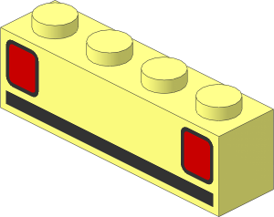Brick  1 x  4 with Basic Car Taillights Black Bumper Pattern