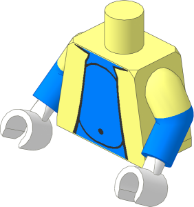 Minifig Torso with Dual Mould Arms and Hands with Jacket over Medium Blue Skin and Light Blue Waist Pattern