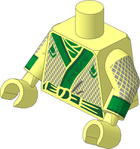 Minifig Torso with Printed Arms and Hands with Green Robe with Diamonds and Green Emblem Pattern