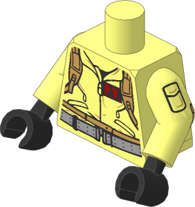 Minifig Torso with Arms with Elbow Pads and Hands with Jumpsuit, "P.V." ID Badge and "PETER" with Ghostbusters Logo Pattern