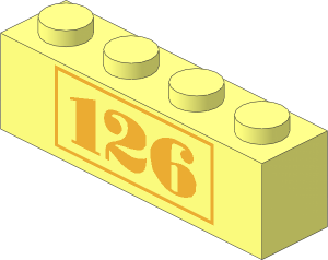 Brick  1 x  4 with Chrome Gold "126" Pattern