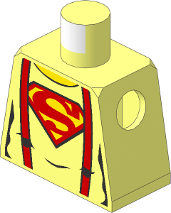 Minifig Torso with Red Suspenders and Superman Logo Pattern