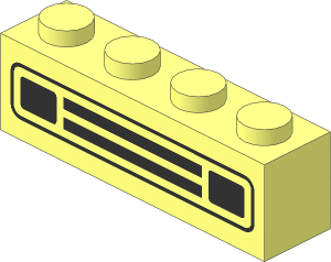Brick  1 x  4 with Town Car Grille Black Pattern