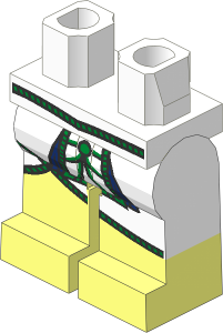 Minifig Hips and Legs with Gold Cord and Tunic Pattern