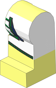 Minifig Leg Left with Gold Cord and Tunic Pattern