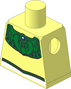 Minifig Torso with Gold Collar with Blue Jewel, White Belt with Gold Cord Pattern