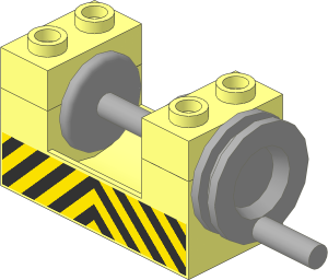 Winch  2 x  4 x  2 with Light Grey Drum with Black and Yellow Danger Stripes Sticker