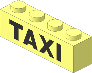 Brick  1 x  4 with Black "TAXI" Pattern