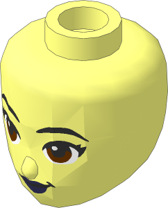 Figure Friends Head with Black Eyebrows, Reddish Brown Eyes and Coral Lips Pattern