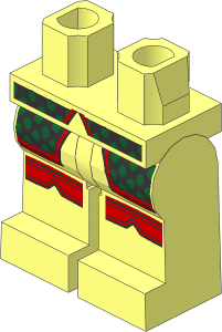 Minifig Hips and Legs with Dark Green and Silver Scale Mail Pattern