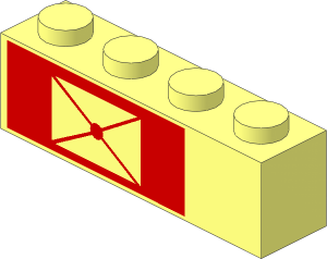 Brick  1 x  4 with Envelope on Red Background Left-Aligned Pattern