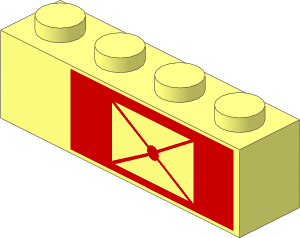 Brick  1 x  4 with Envelope on Red Background Right-Aligned Pattern