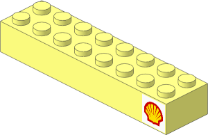 Brick  2 x  8 with Shell Logo 1971 Right Sticker