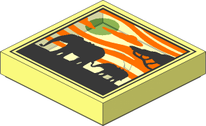 Tile  2 x  2 with Two Elephants, Baobab and Sunset Pattern
