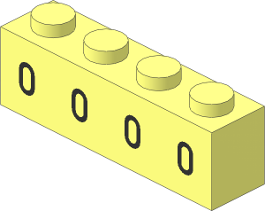 Brick  1 x  4 with Black Oval Windows Pattern