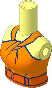 Figure Friends Woman Torso with Metallic Light Blue Halter Top with Dark Blue Trim and Orange Belt Pattern