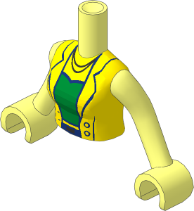 Figure Friends Woman Torso with Arms with Medium Lavender Open Vest over Gold Top, Silver Buckle and Necklace Pattern