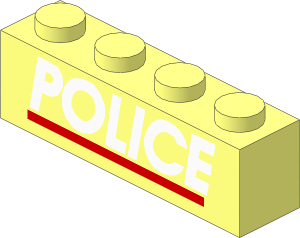 Brick  1 x  4 with White "POLICE" and Red Line Pattern