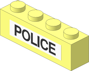 Brick  1 x  4 with Black "POLICE" Sticker