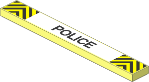 Tile  1 x  8 with Black and Yellow Danger Stripes and "POLICE" Sticker
