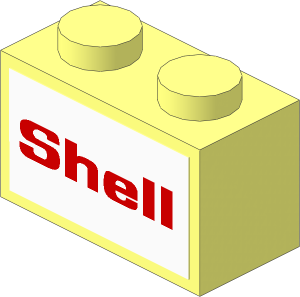 Brick  1 x  2 with Red "Shell" Sticker