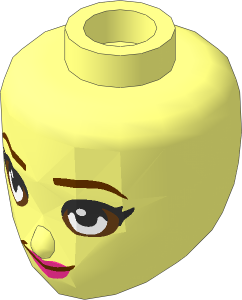 Figure Friends Head with Medium Azure Eyes, Reddish Brown Eyebrows and Magenta Lips Pattern
