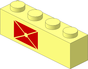 Brick  1 x  4 with Red Envelope Left-Aligned Pattern
