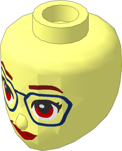 Figure Friends Head with Medium Nougat Eyes, Dark Blue Glasses and Reddish Brown Eyebrows and Lips Pattern