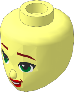 Figure Friends Head with Dark Red Eyebrows, Black Eyelashes, Green Eyes, Nougat Lips and Open Mouth Smile Pattern