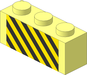 Brick  1 x  3 with Black and Yellow Danger Stripes Sticker