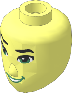 Figure Friends Male Head with Black Eyebrows, Medium Brown Eyes and Lopsided Grin Pattern