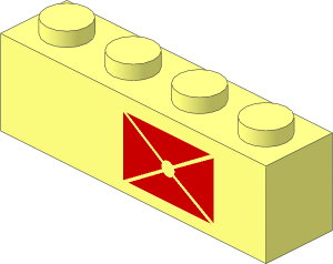 Brick  1 x  4 with Red Envelope Right-Aligned Pattern