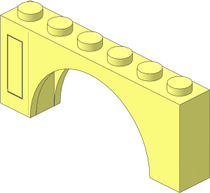 Arch  1 x  6 x  2 with Thin Top with Dark Bluish Grey Open Rectangle Left Sticker
