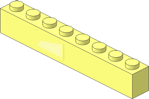 Brick  1 x  8 with Bright Light Orange Trapezoid Long Left Sticker