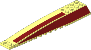 Wedge  4 x 16 Triple Curved with Dark Red Side Left and Dark Red Rectangle on Top Stickers