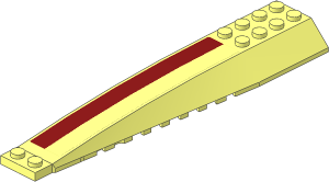 Wedge  4 x 16 Triple Curved with Dark Red Side Right and Dark Red Rectangle on Top Stickers