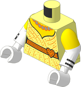 Minifig Torso with Dual Mould Arms and Hands with Pink Dress with Lavender Long Gloves Pattern