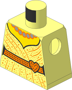 Minifig Torso with Metallic Pink Dress with Pearl Necklace Pattern