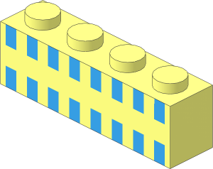 Brick  1 x  4 with Light Blue Squares Pattern